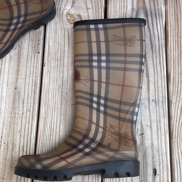 BURBERRY Rain Boots Tall Classic Check Haymarket Size EUR 36 - Picture 2 of 15
